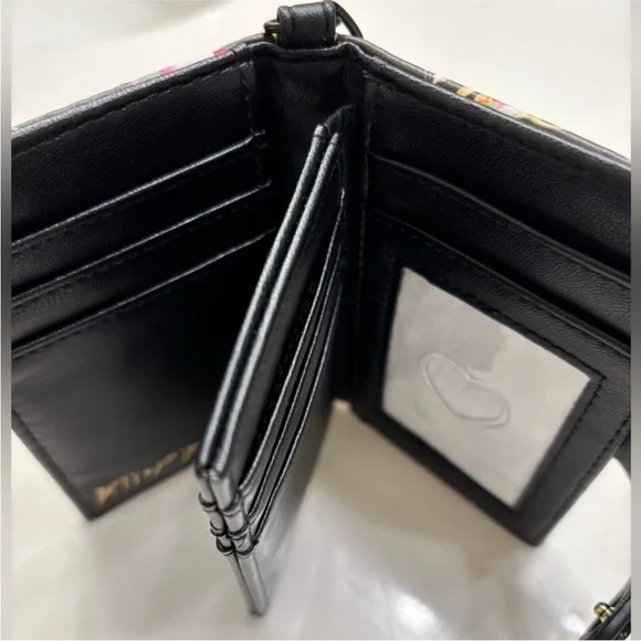 Betsey Johnson Black Floral & Leopard Chain Print Wallet - Picture 5 of 8